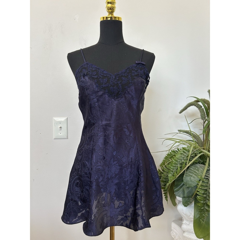 Y2K Victoria's Secret Gold Label Blue Lace Chemise Dress Fairy Coquette Bridal S